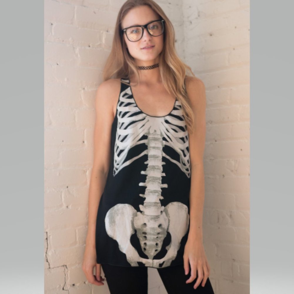 Skeletal Print Tank Top